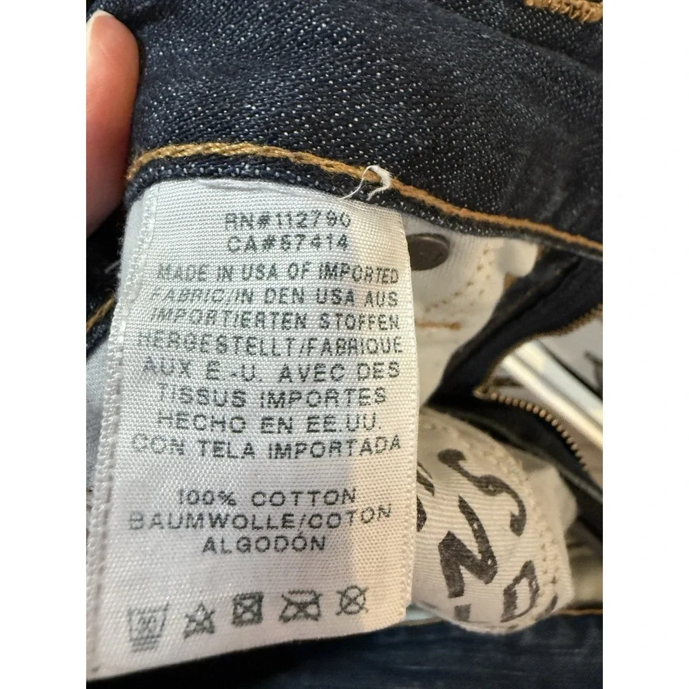 True Religion Ricky Straight Flap Jeans Men Sz 32 x 31 Blue Distress 100% Cotton